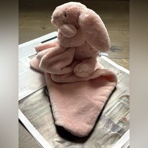 Little Jellycat Bashful Bunny Rabbit Security Blanket Pink Plush Lovey Soother